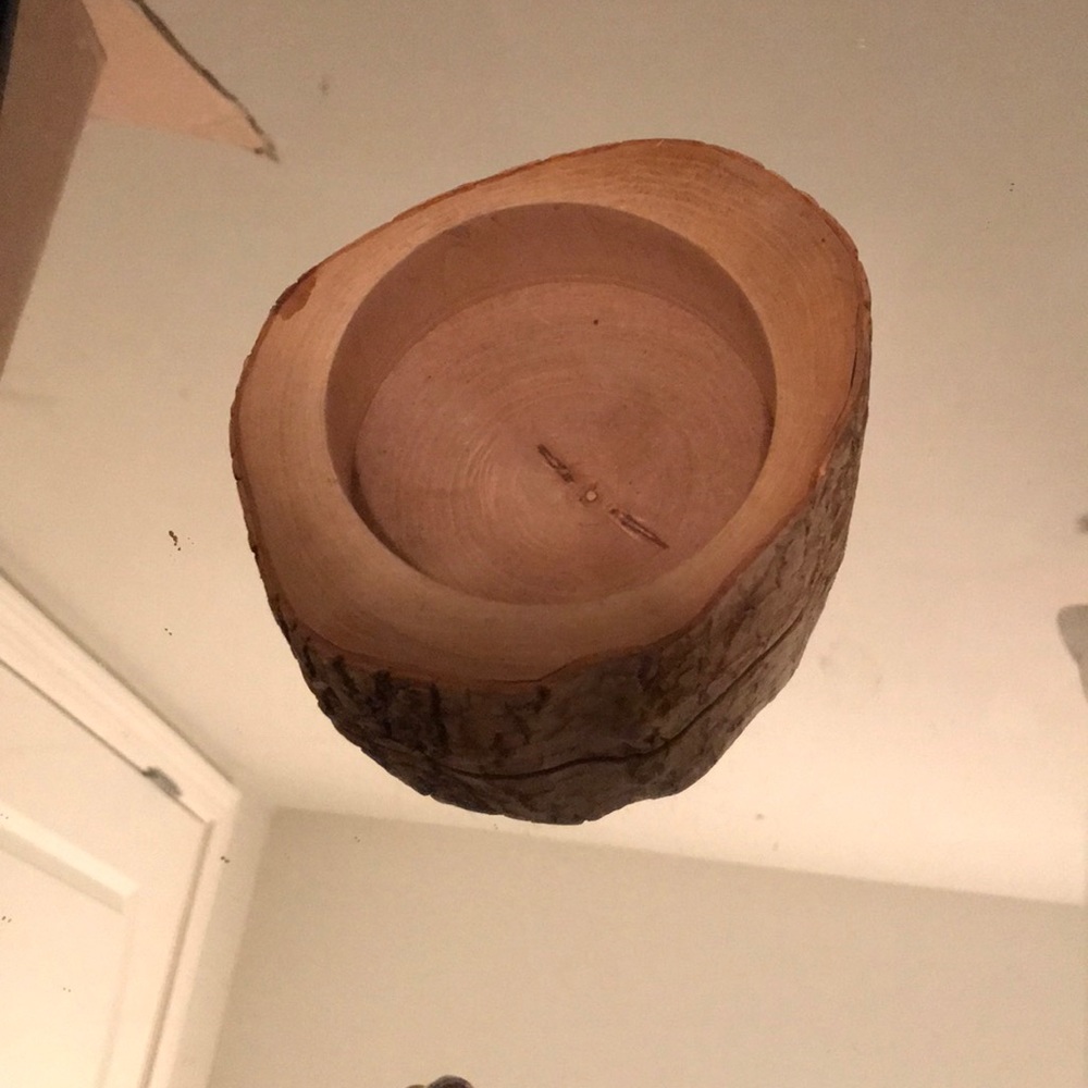 Wood slab candle holder